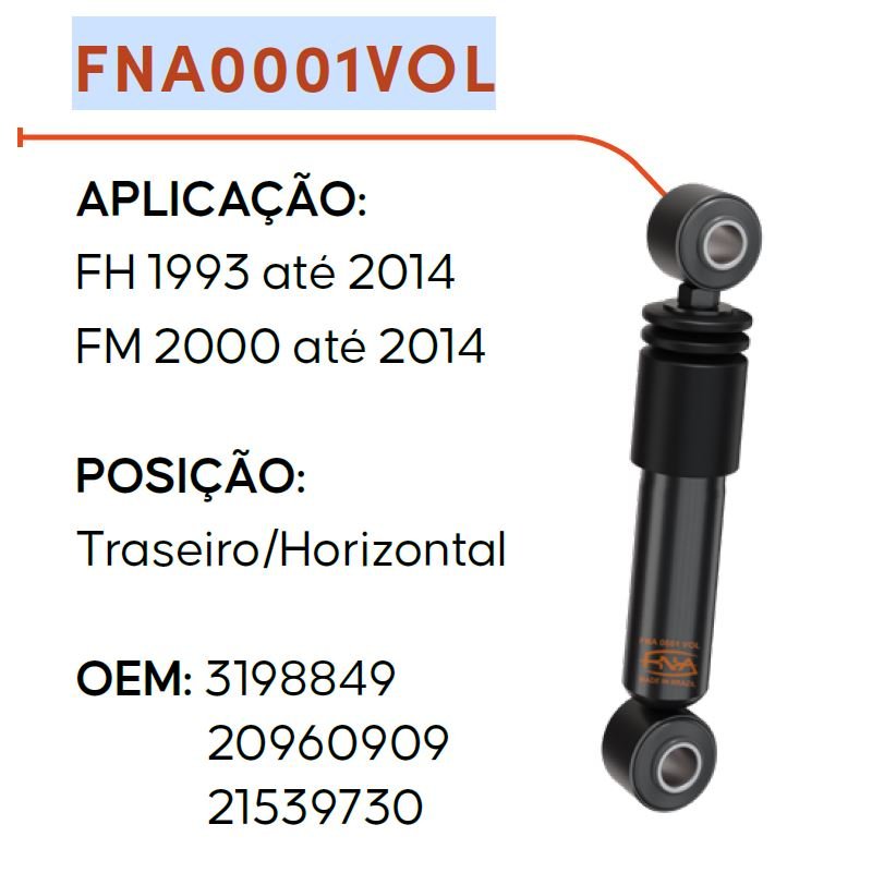 FNA0001VOL - AMORT CABINE VOLVO FH (DEITADO) 98 A 14