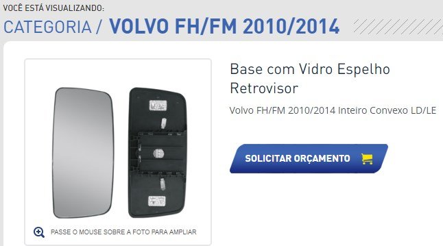 ER1178A - VIDRO ESPELHO PRINCIPAL VOLVO FH 2010 C/DESEMB