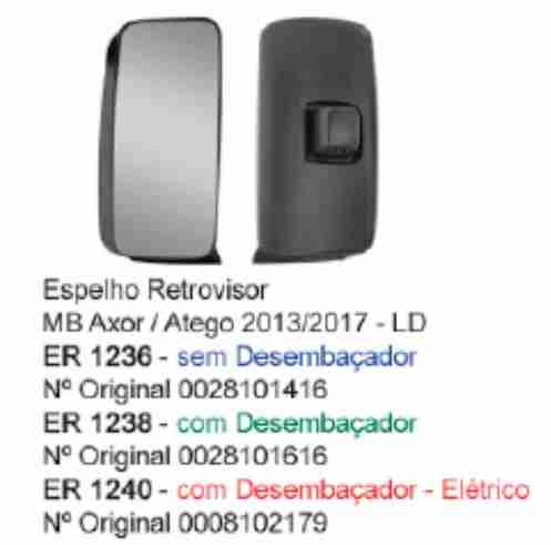 ER1240 - ESPELHO MB AXOR 2013/2022 C/DESEMB E ELETRICO LD