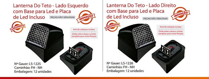 LS-1225 - LANTERNA TETO EXTERNA VOLVO NL EDC FH ATE 2009 LED LE