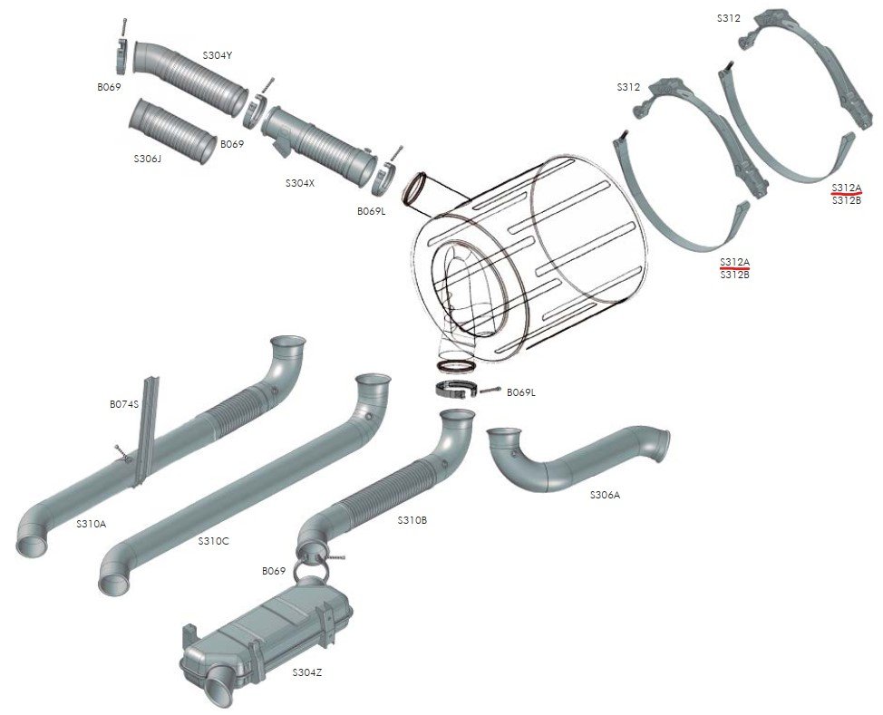 S312A - CINTA INOX CATALISADOR SCANIA EURO 5 2012...2018