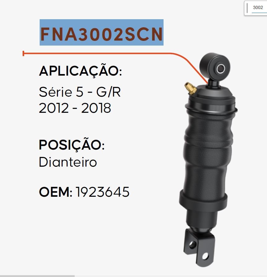 FNA3002SCN - AMORT CABINE C/BOLSA SCANIA S6 G/R 2012... (DIANT)