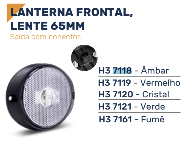 H37118 - LANTERNA LATERAL RED 65 MM LED ( TIPO OLHO GATO ) AM