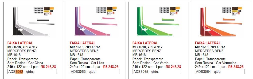 ADS3062 - FAIXA LATERAL MB 1618 MB 709 912 PRATA (TRANSP)