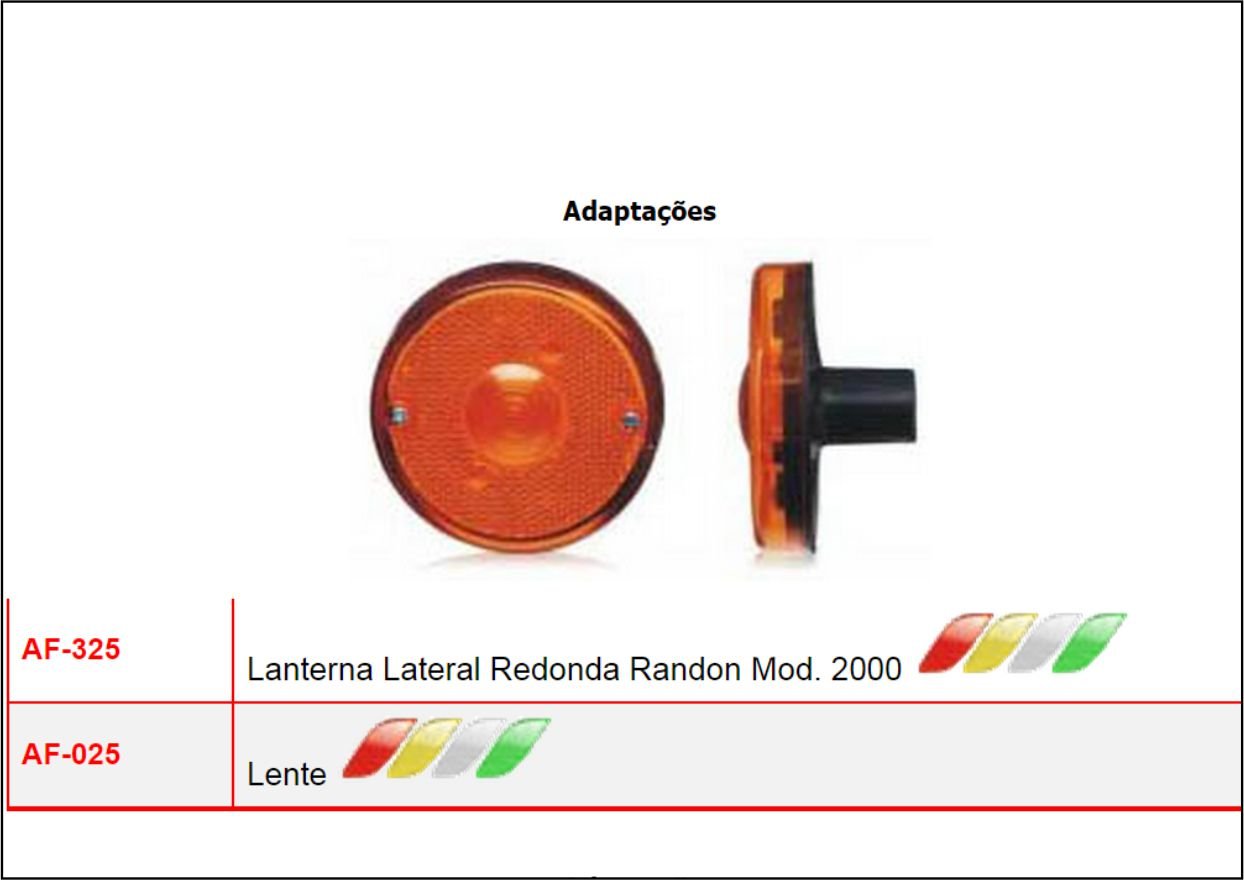 AF325-AM - LANTERNA LATERAL RED S/SUP AMARELA