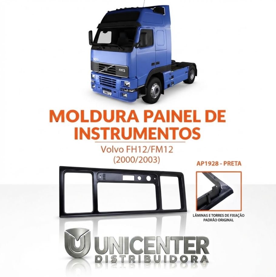 AP1928 - MOLDURA PAINEL DE INSTRUMENTOS VOLVO FH12 - PRETO