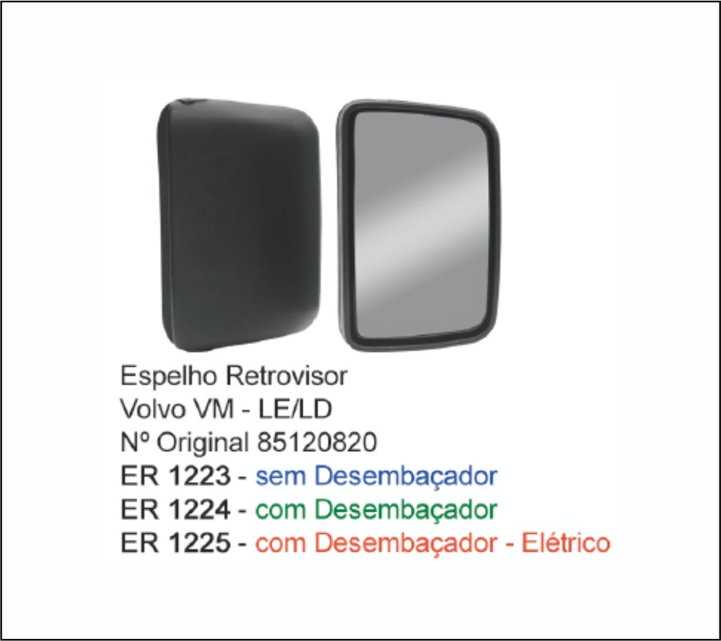 ER1223 - ESPELHO VOLVO VM 2006 A 2024 S/ DESEMB CONVEXO