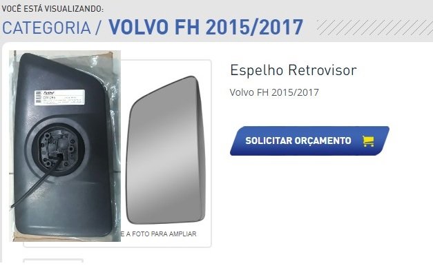 ER1255 - ESPELHO PRINCIPAL VOLVO FH4 2015 C/DESEMB ELETRICO LE