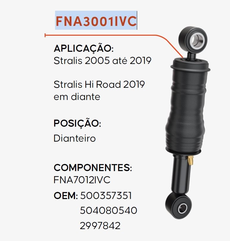 FNA3001IVC - AMORT C BOLSA IVECO STRALIS 2005 ATE 2019 / HI ROAD 2019/DIANT