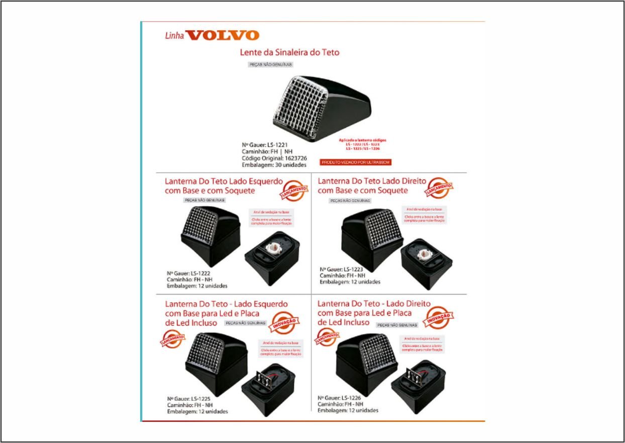 LS-1221 - LENTE DA LANTERNA TETO EXTERNA VOLVO NL EDC FH ATE 2009