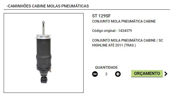 ST-129 SF - AMORT CABINE C/BOLSA SCANIA S4/S5/S6 P/G/R (TRAS)