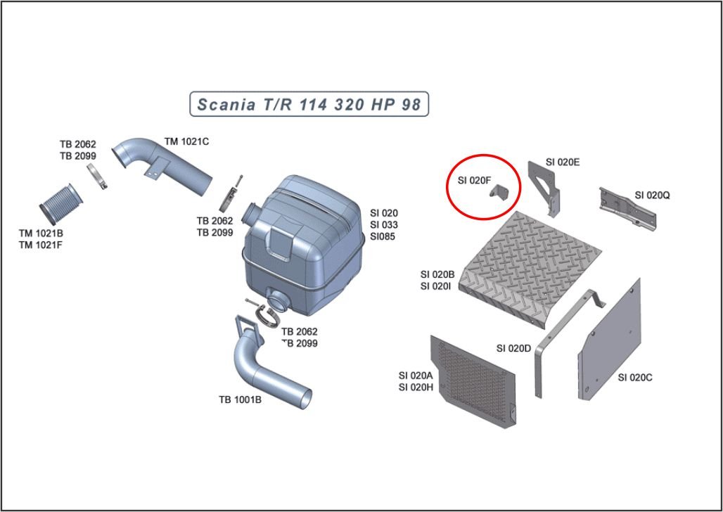 SI020F - SUPORTE PASSARELA SCANIA T/R 114/124 FIX CHASSI