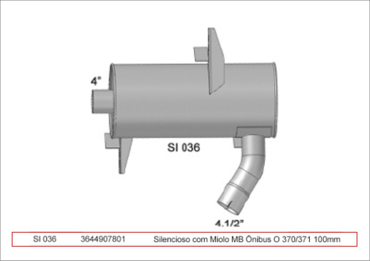 SI036 - SILENCIOSO COM MIOLO MB ONIBUS O 370/371 100MM