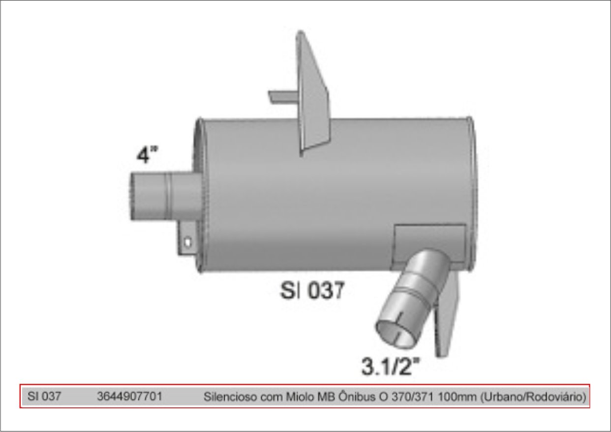 SI037 - SILENCIOSO MB ONIBUS O 370/371 100MM (URBANO/RODOVIARIO) - EURO 3