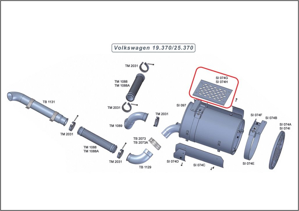 SI074H - PROT SILENCIOSO VW CONSTELLATION 19.320 LATERAL (INOX)