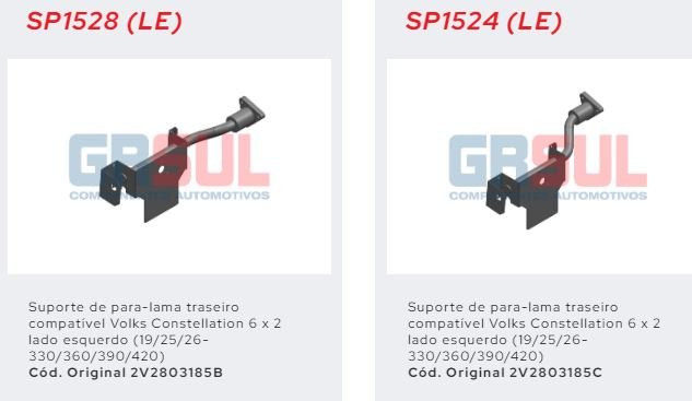 SP1528 - SUPORTE PARALAMA TRAS VW CONSTELLATION LE