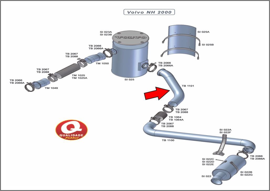 V859A - TUBO INTERM VOLVO NH SAIDA DO CATALIZADOR