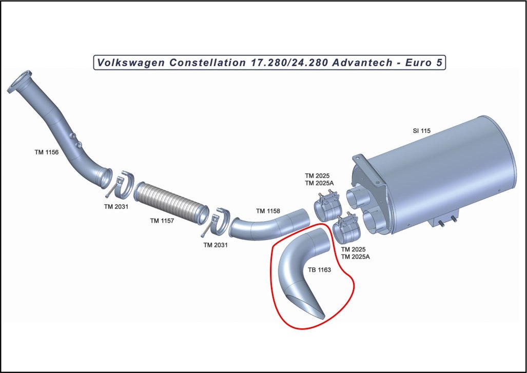 TB1163 - SAIDA FINAL 4'' VW CONSTELLATION 17.280/24.280 ADVANTECH EURO 5
