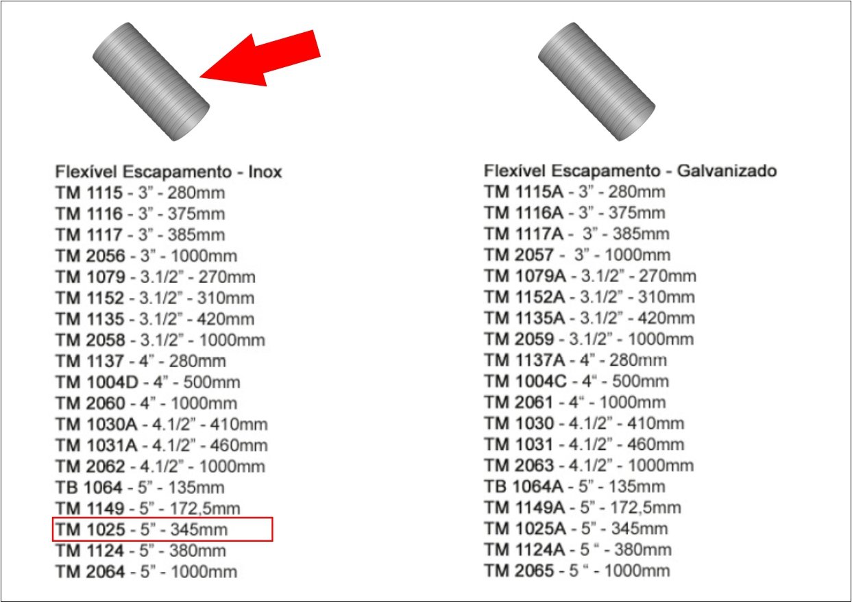 TM1025 - TUBO INTERM FLEXIVEL INOX 5- 345MM