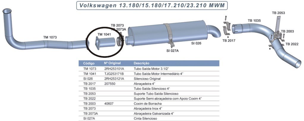 TM1041 - TUBO INTERM VW WORKER 2000 13180 A WORKER 17210 MWM
