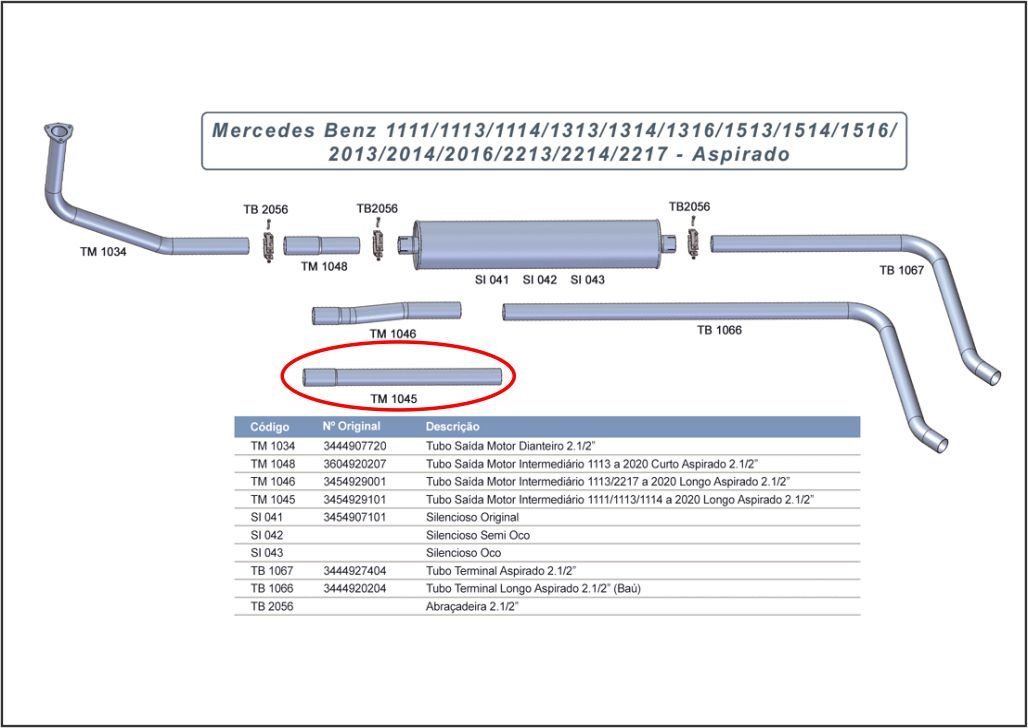 TM1045 - TUBO INTERM MB 1113 LONGO