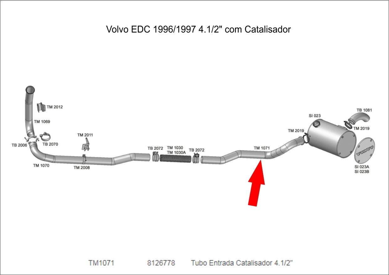 TM1071 - TUBO INTERM CATALISADOR 4,5"