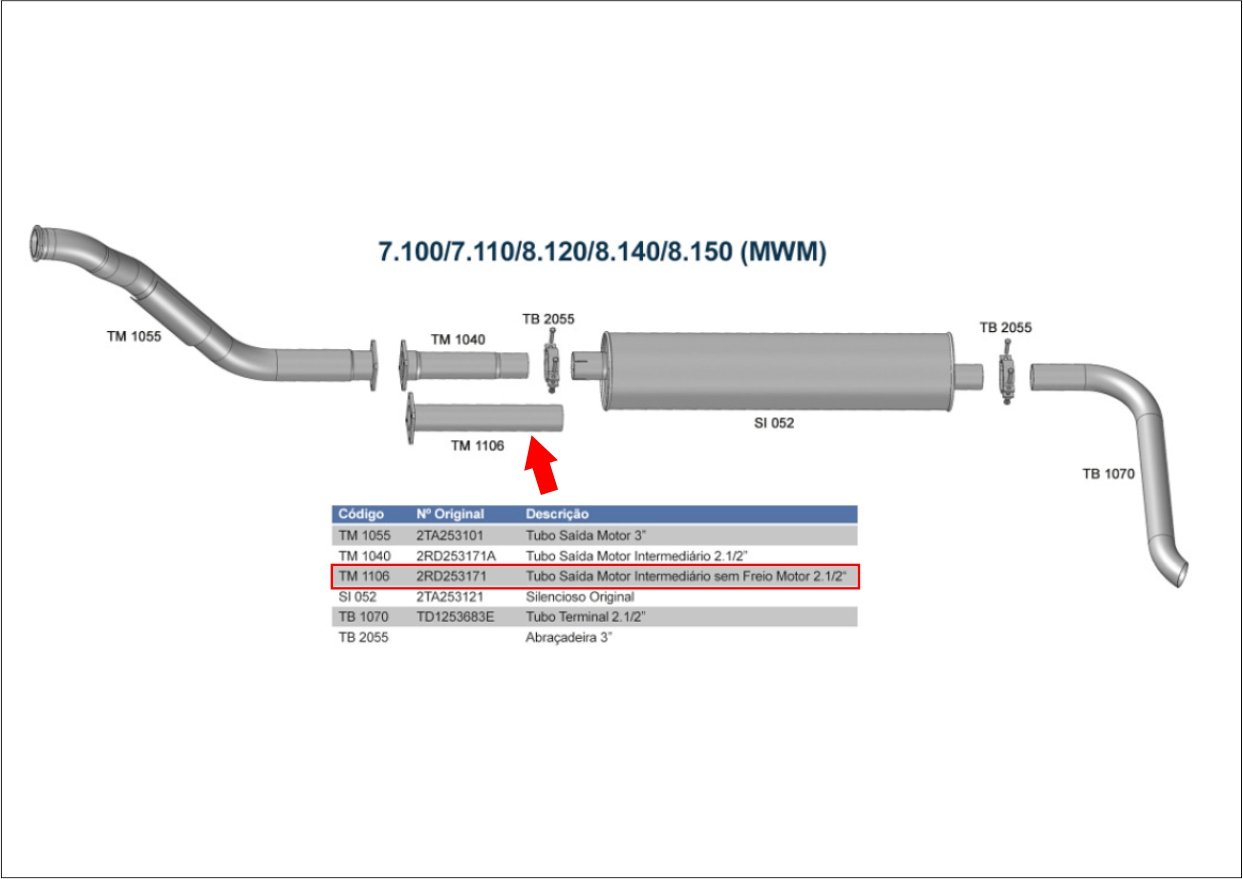 TM1106 - TUBO INTERM VW SEM FREIO MOTOR 2.1/2" ( USAR TM1040