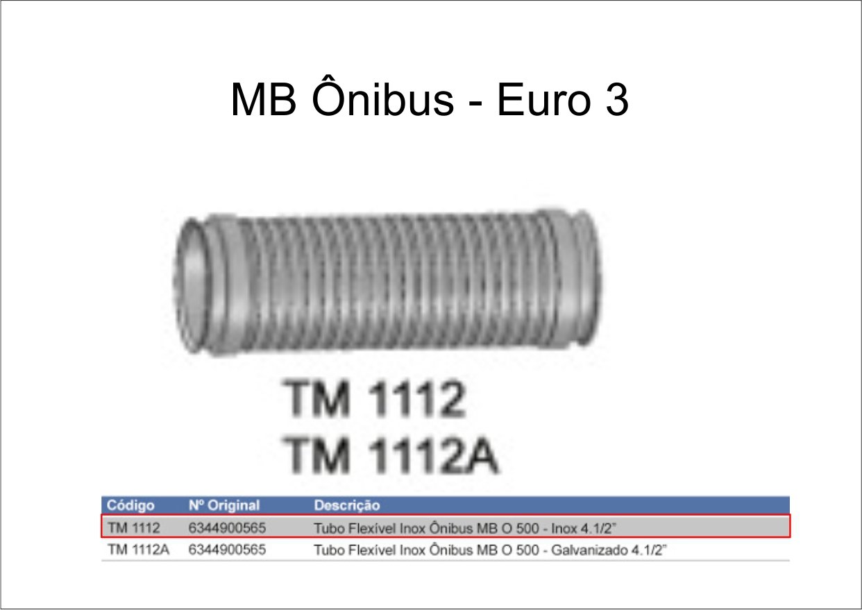 TM1112 - TUBO INTERM FLEXIVEL 4,5" INOX MB ONIBUS - EURO 3