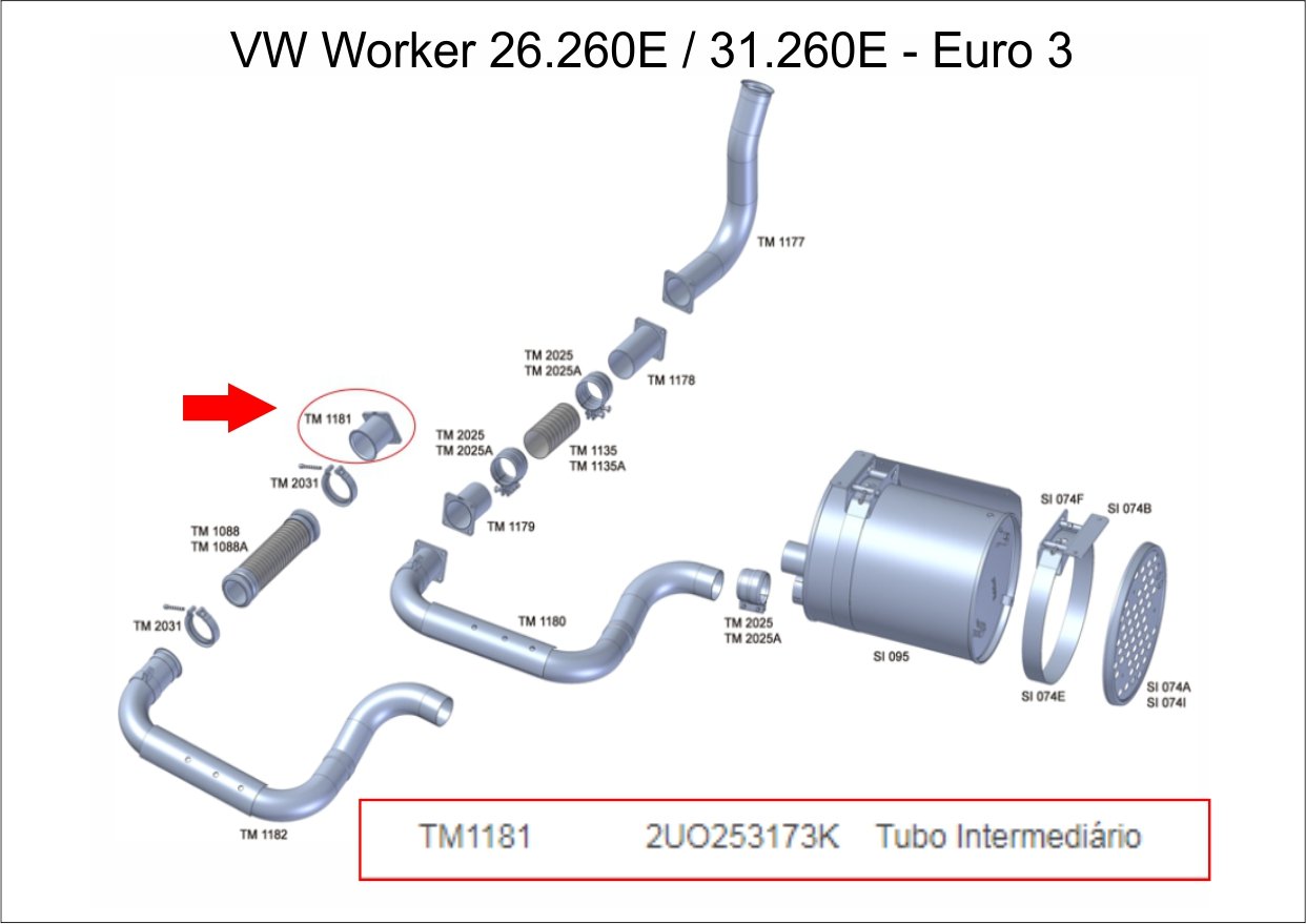 TM1181 - SAIDA SILENCIOSO INTERM VW WORKER 26.260E / 31.260E