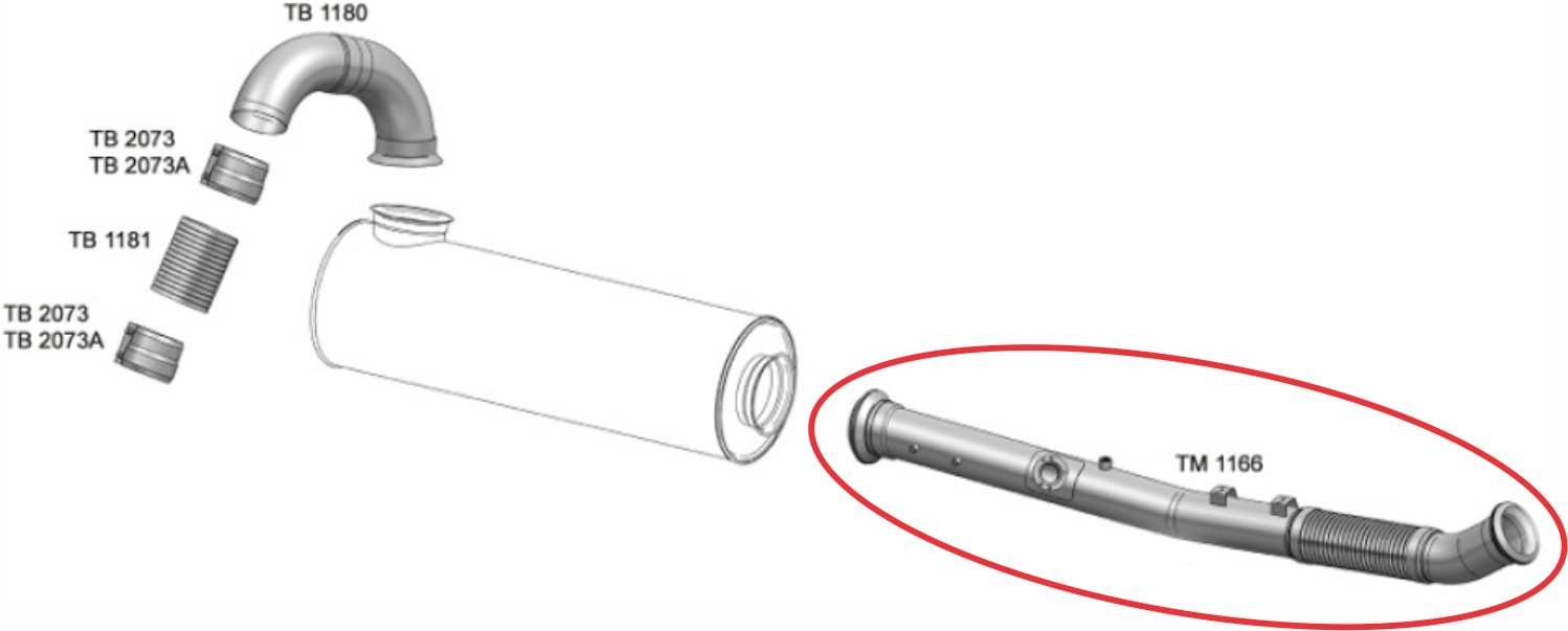 TM1166 - SAIDA MOTOR E FLEXIVEL VOLVO VM 220/270 12 A 17 EURO 5 INOX