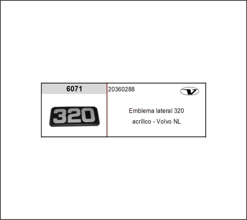 VL6071 - EMBLEMA PLAST VOLVO NL EDC FH 320