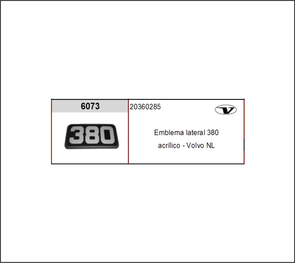VL6073 - EMBLEMA PLAST VOLVO NL EDC FH 380