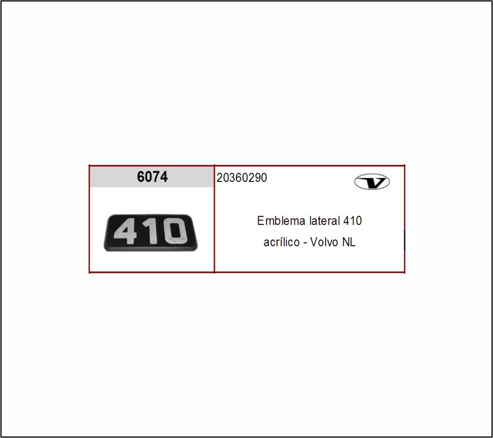 VL6074 - EMBLEMA PLAST VOLVO NL EDC FH 410