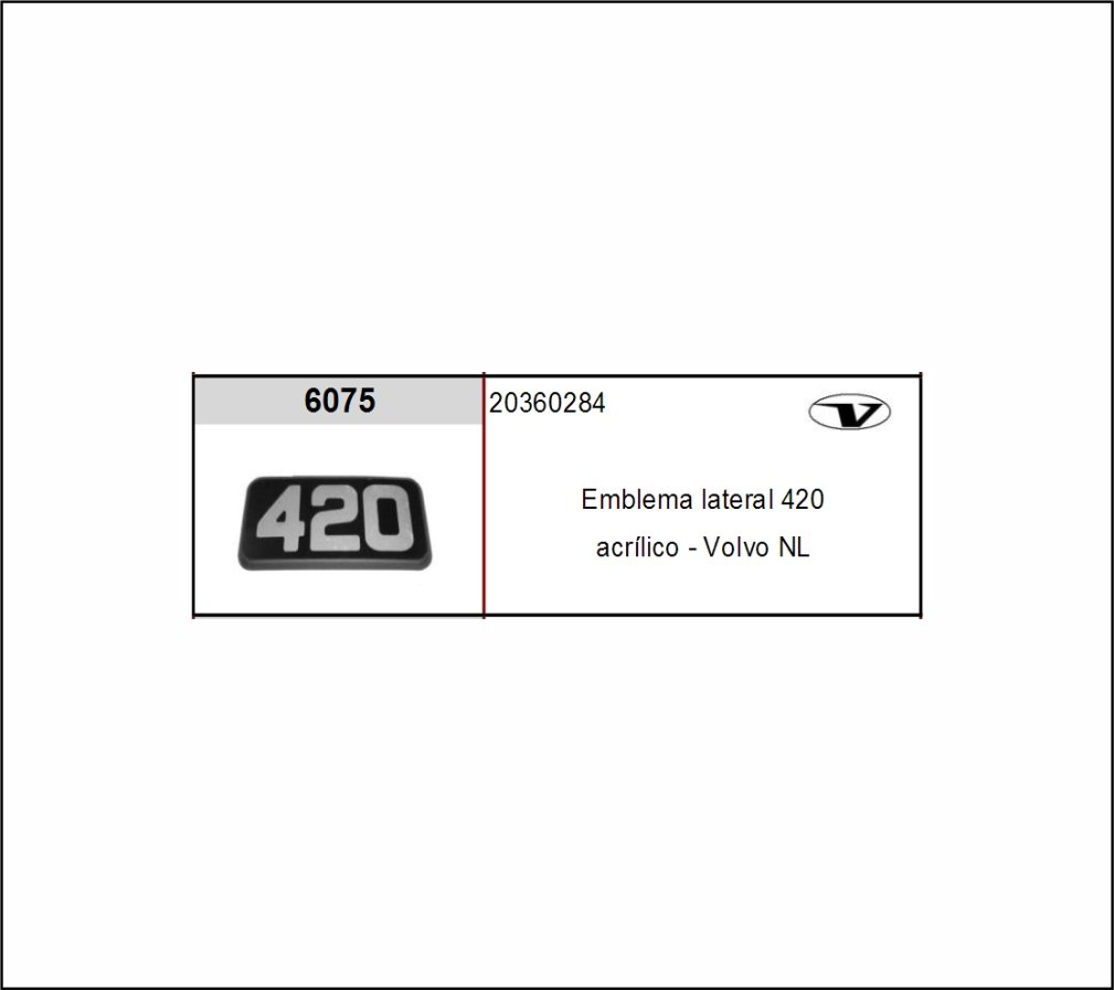 VL6075 - EMBLEMA PLAST VOLVO NL EDC FH 420
