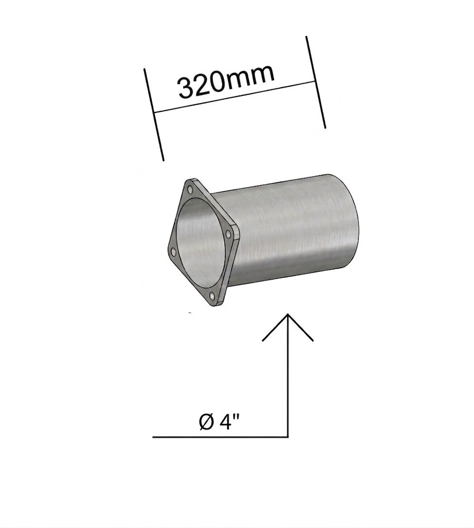 W924F - TUBO INTERM 4" 320MM 04 FUROS